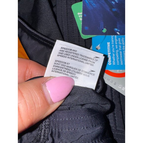 Speedo Powerflex Eco Black Swimsuit‎ Size 12/38 Swim Athletic Sports Pool Beach - Picture 9 of 10